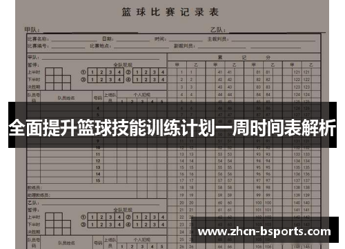 全面提升篮球技能训练计划一周时间表解析