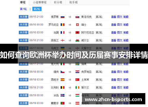 如何查询欧洲杯举办时间及历届赛事安排详情